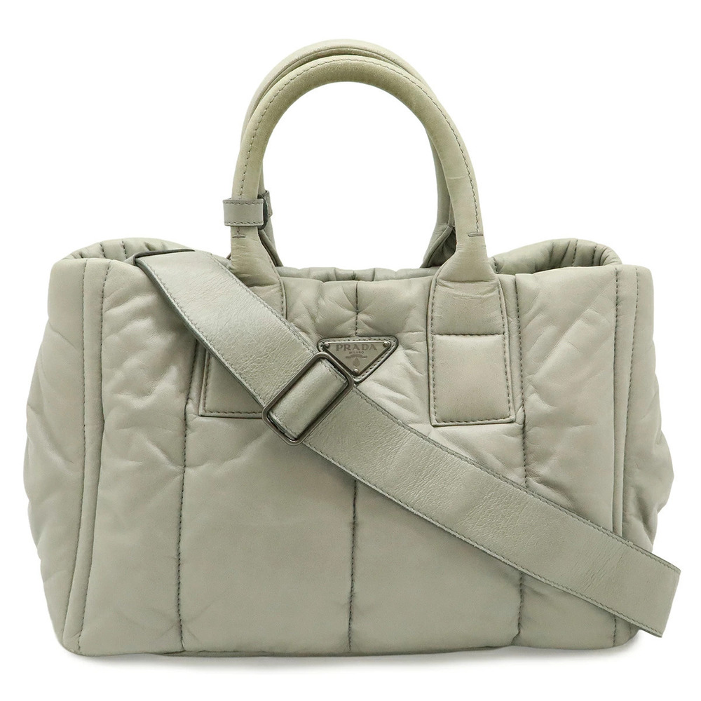 Prada Nappa Bomber Tote Bag Handbag Shoulder Leather NUBE Gray